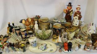 Selection of mixed ceramics including Withernsea Pottery, Wedgwood, Pendelfin, toby jugs & horse