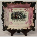 Sunderland lustre rectangular plaque "The Sailors Return", dia. 23cm (restoration top right)