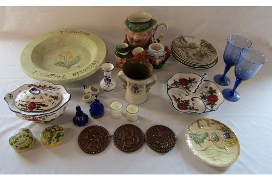 Various ceramics etc inc. character jugs, Beswick, Delft, collectors plates etc