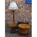 Standard lamp, small drop leaf table and 2 occasional tables