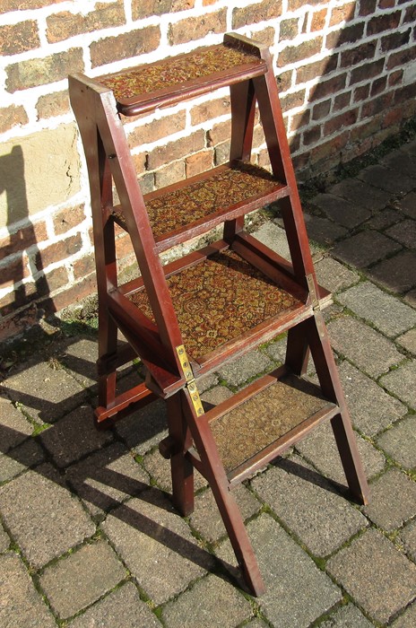 Late Victorian gothic revival metamorphic Library steps / chair - Image 2 of 2