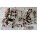 Selection of costume jewellery and watches including some silver