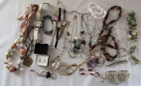 Selection of costume jewellery and watches including some silver