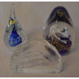 3 glass paperweights