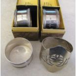 3 silver napkin rings and one unmarked napkin ring total weight 3.22 ozt