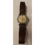 Bravingtons military wristwatch, the reverse marked with the broad military arrow & "ATP" and is
