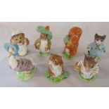 Beswick Beatrix Potter figurines copyright 1940s - Mrs Tiggywinkle 1948, Benjamin bunny 1948,