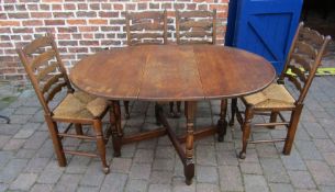 Oak drop leaf table and 4 chairs