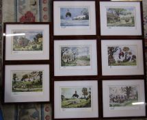8 framed limited edition (of 4,950) comical horse prints by Thelwell (Norman Thelwell), signed and