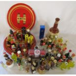 Selection of alcoholic miniatures & 2 Hewitts trays