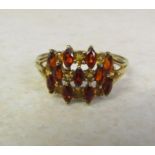 9ct gold citrine and quartz ring total weight 2.5 g size R