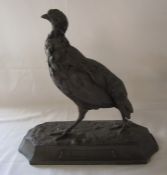 Cast bronze / bronze effect sculpture of a pheasant  'La Glaneuse' L 33 cm H 32 cm