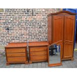 John E Coyle Ltd wardrobe, 2 chest of drawers and a mirror