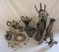 Selection of silver plate and brassware