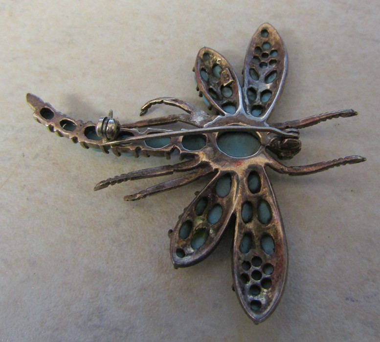 Silver and turquoise dragonfly brooch H 7 cm - Image 2 of 3