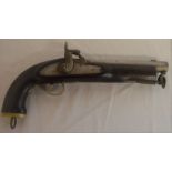 19th century Enfield percussion cap pistol overall length 34cm. Replacement to end of rod