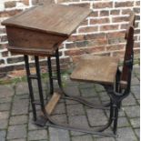 Child's desk / chair with iron frame from Winchester school