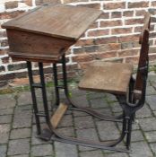 Child's desk / chair with iron frame from Winchester school