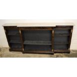 Regency marble top breakfront bookcase, width 200cm, depth 20.5 - 28cm, height 91cm