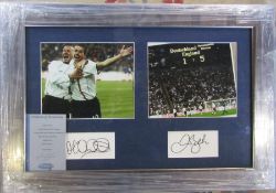 Football interest - framed photographs of David Beckham and Michael Owen and their signatures 64