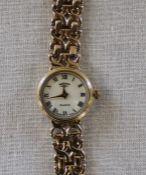 Ladies 9ct gold Rotary wristwatch on bracelet strap, battery operated  17.7g total weight