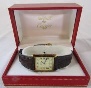 Gents Must de Cartier watch with brown leather strap and box - marked Argent 925 065039 to