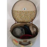 Large hat box and a selection of vintage hats / hat bands