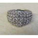 9ct white gold diamond cluster ring, size N, total weight 5.7 g