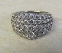 9ct white gold diamond cluster ring, size N, total weight 5.7 g