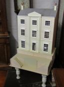 Large Wentworth Court dolls house with basement together with box of accessories inc new lighting