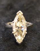 Marquise cut 5.12ct diamond & platinum (tested as) ring with SafeGuard valuation certificate: colour