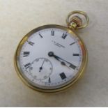 9ct gold J W Benson London pocket watch, 15 jewels, London 1937, D 4.5 cm, total weight 54.9 g