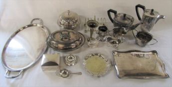 Quantity of silver plate inc tureen, trays and toast rack