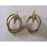 Pair of 9ct gold tricolour earrings weight 2.5 g L 27 mm