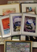 Selection of framed prints, Guy Thornton Shakespeare play posters & a framed set of Famous Sports