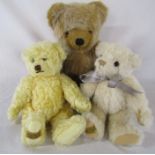 3 Merrythought teddy bears H 28 cm, 25 cm - limited edition 28/750 and 40 cm