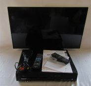 Panasonic 32" TV and Panasonic DMR-EZ49V DVD recorder both with remotes & Hitatchi portable TV/DVD