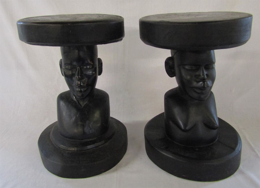 Pair of tribal stools H 40.5 cm