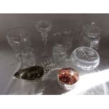 Selection of cut glass and silver plate