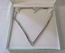 Silver and cubic zirconia tennis necklace marked 925 length approximately 18"