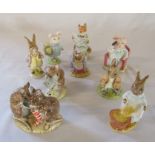 Royal Albert Beatrix Potter figurines - Lady mouse made a curtsey 1990, Foxy reading 1990, Little