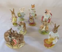 Royal Albert Beatrix Potter figurines - Lady mouse made a curtsey 1990, Foxy reading 1990, Little