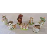7 Beswick Beatrix Potter undated figurines - Flopsty Mopsy and cottontail, Old Mr Brown, Squirrel