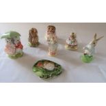 Various Beswick Beatrix Potter figurines from the 1980s  - Mrs Tiggywinkle takes tea 1985, Timmy