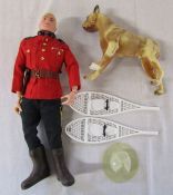 Original vintage Palitoy made Mountie Action man figure with dog and accessories 1960/70s