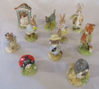 Royal Albert Beatrix Potter figurines - John Joiner 1990, Miss Dormouse 1991, Benjamin ate a lettuce