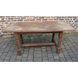 Oak table with barley twist legs L 180 cm D 84 cm