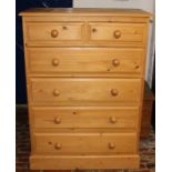 Pine chest of drawers 85cm wide, 40.5cm deep, 117cm tall