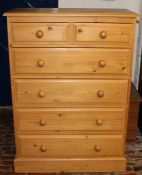 Pine chest of drawers 85cm wide, 40.5cm deep, 117cm tall