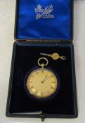 18ct gold fob watch in fitted case, total weight 41.6 g D 4 cm (box - Russells Ltd 18 Church